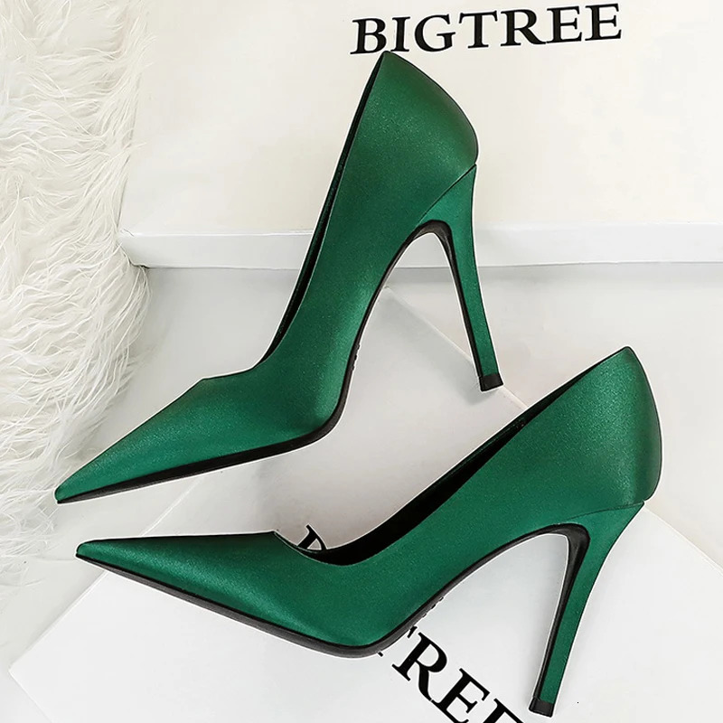 BIGTREE Shoes Silk Satin Woman Pumps Fashion High Heels 2026 Stiletto 10 Cm Heels Sexy Party Shoes Lady Pumps Large Size 43 260306