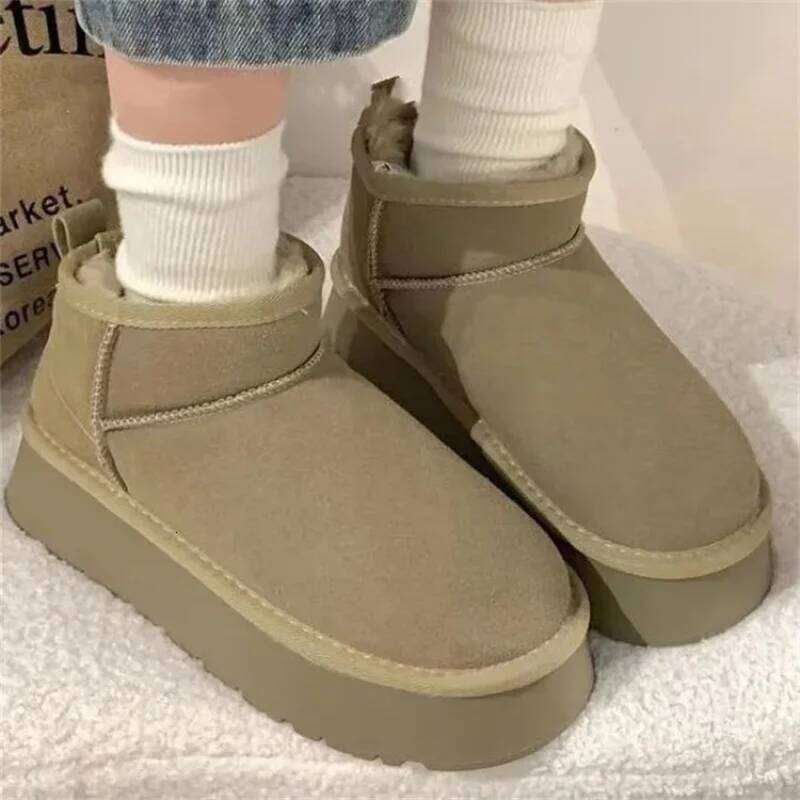2025 New Women's Winter Ankle - Fashion Comfortable Platform Warm Fur-Trimmed Short Boots for Ladies