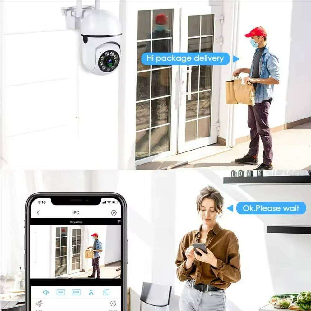 8MP Wifi IP Outdoor Wireless Security Surveillance PTZ Camera 4X Zoom Cameras AI Human Tracking Two-way Audio HD Night Color Cam 26W0306