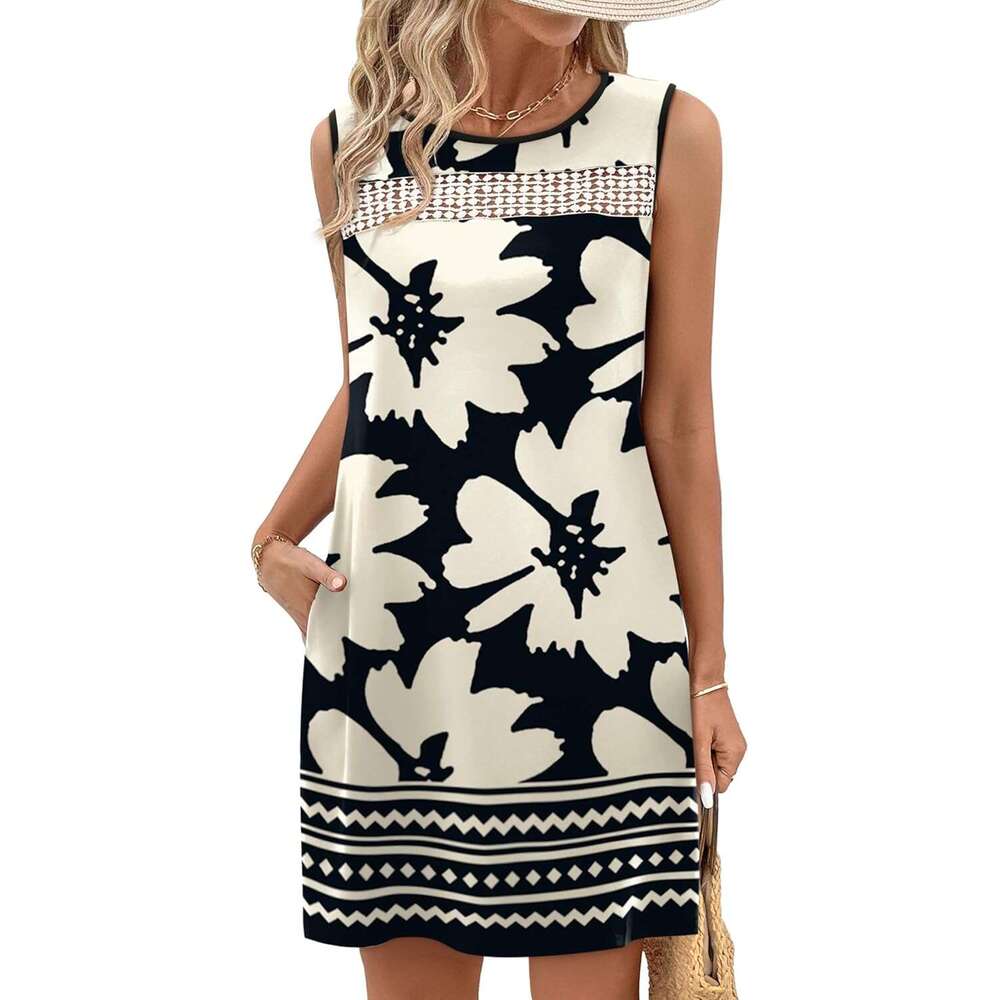 Summer Dresses for Designer Women 2026 Beach Vacation Spring Fashion Lace Mini Tank Dress with Pockets