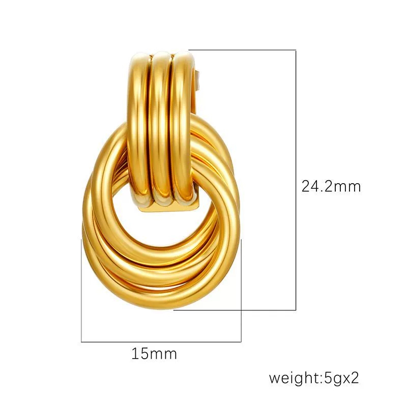 Chic Bespoke Multiple-Level Hanging Pendant Ear Pieces Showcasing Radiant Ring Motifs