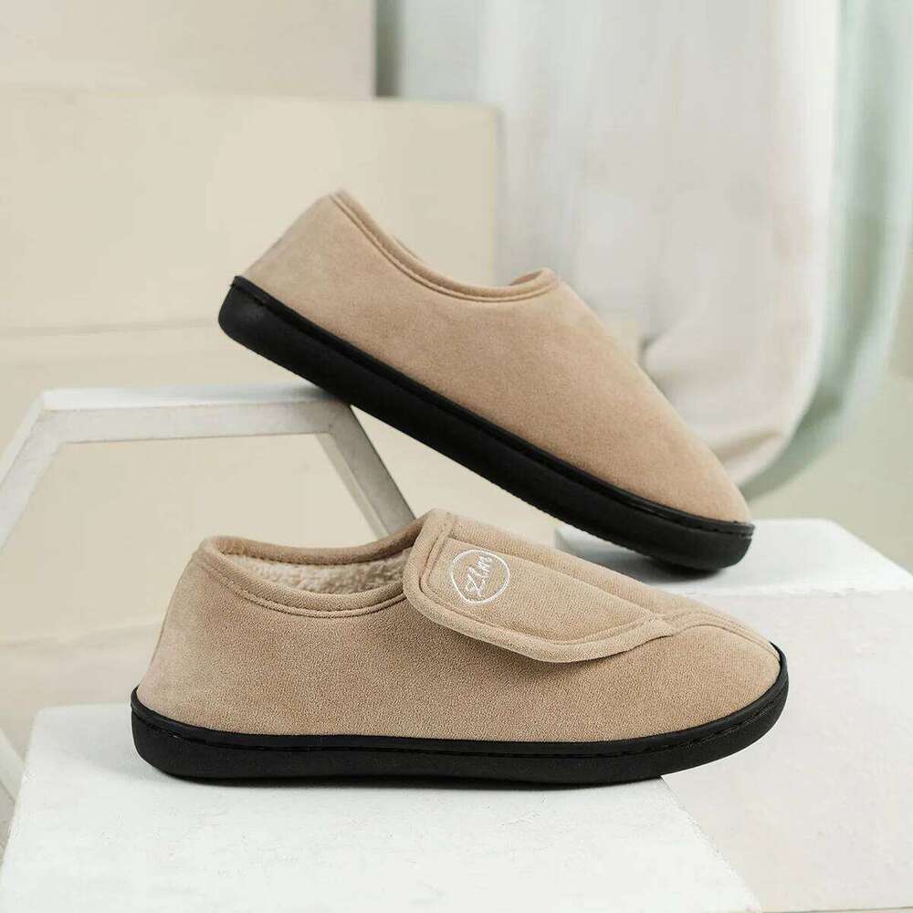 Litfun Winter Fluffy For Women Anti-slip Velcro Indoor Cotton Shoes Warm Fur Home Slides Flat Bottom Women's Slippers