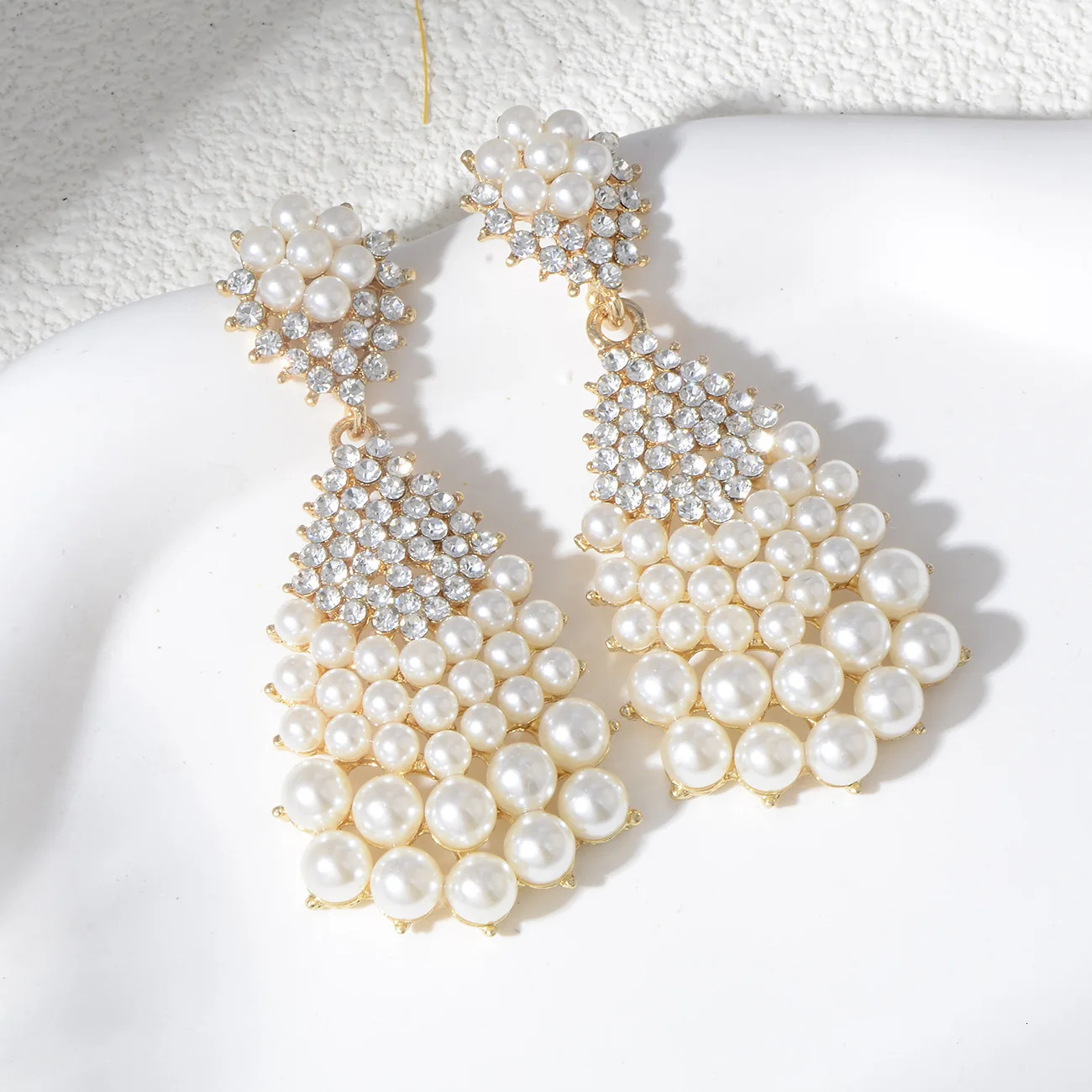 ious pearl earrings full of diamonds zircons geometric large water drops versatile retro bridal dress earrings 260303