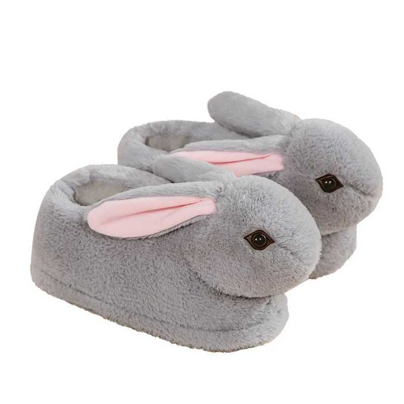 Cute Rabbit Slippers Women Cartoon Bunny Shoes Warm Faux Fur Soft Sole Girls Indoor Home Floor Slipper Funny House Footwear S260305