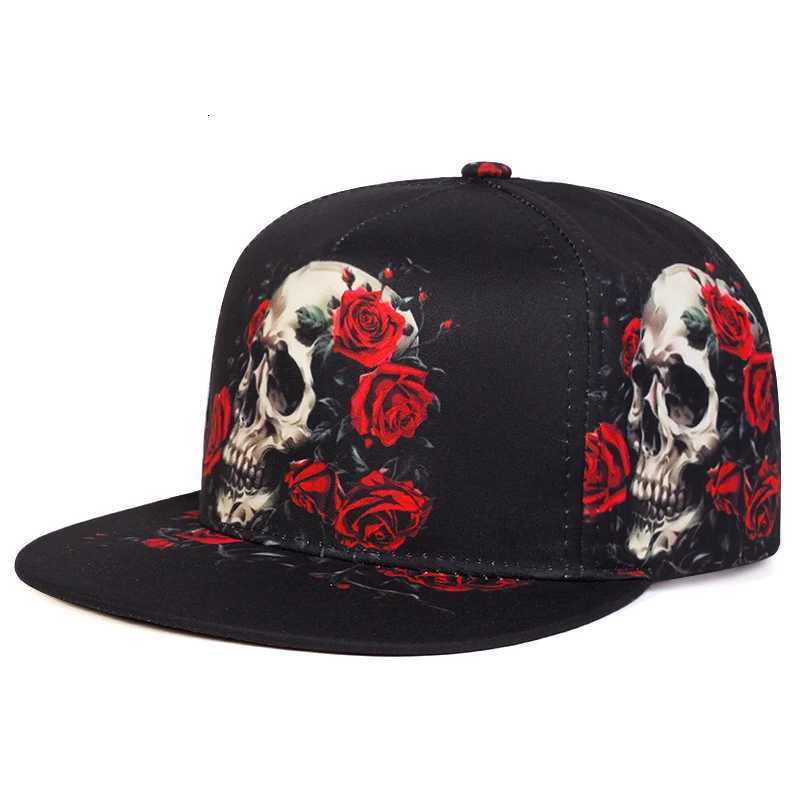 2025 Creative New Flat brimmed Hat Printed Skeleton Street Personalized HipHop Hat Daily Decoration Sunshade Baseball Hat Unisex S260306