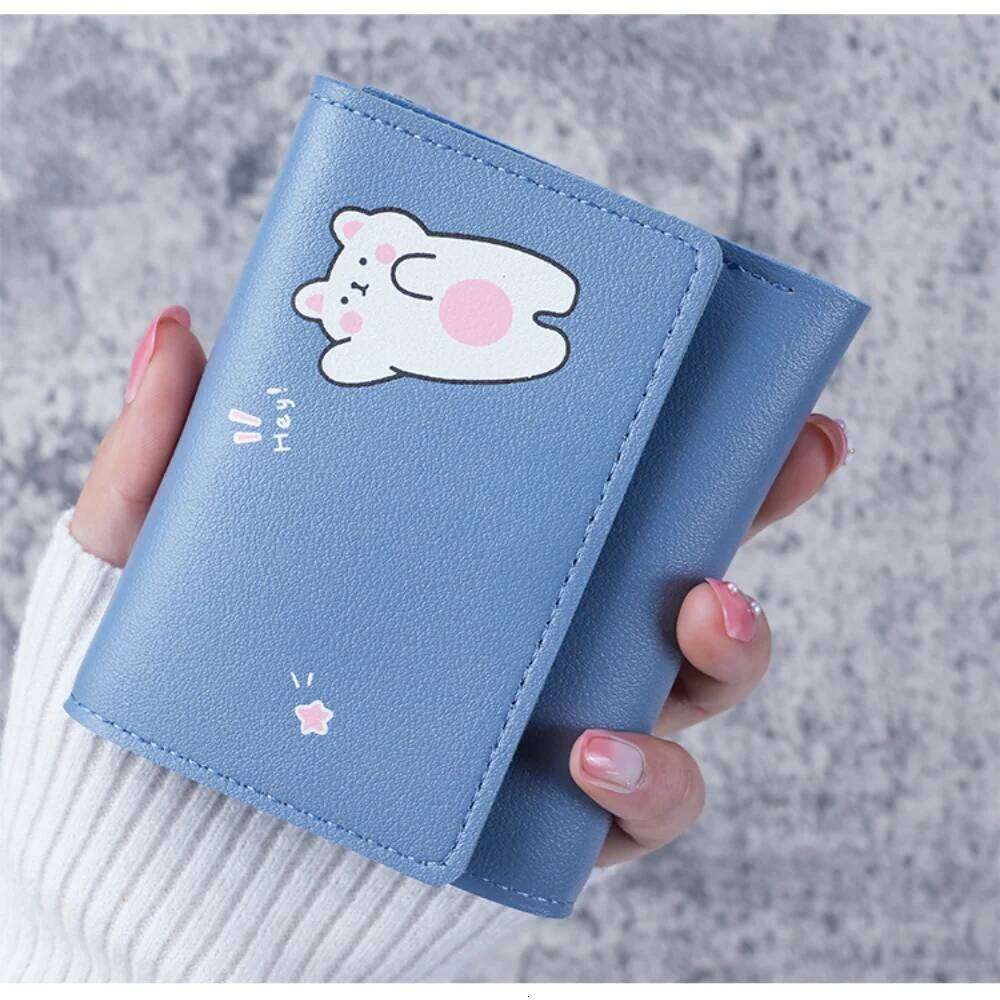 New Brand Pu Leather Student Triple Fold Bag Girl Multi-Card Slots Card Holder Short Ladies Coin Purse Cartoon Wallets C260304