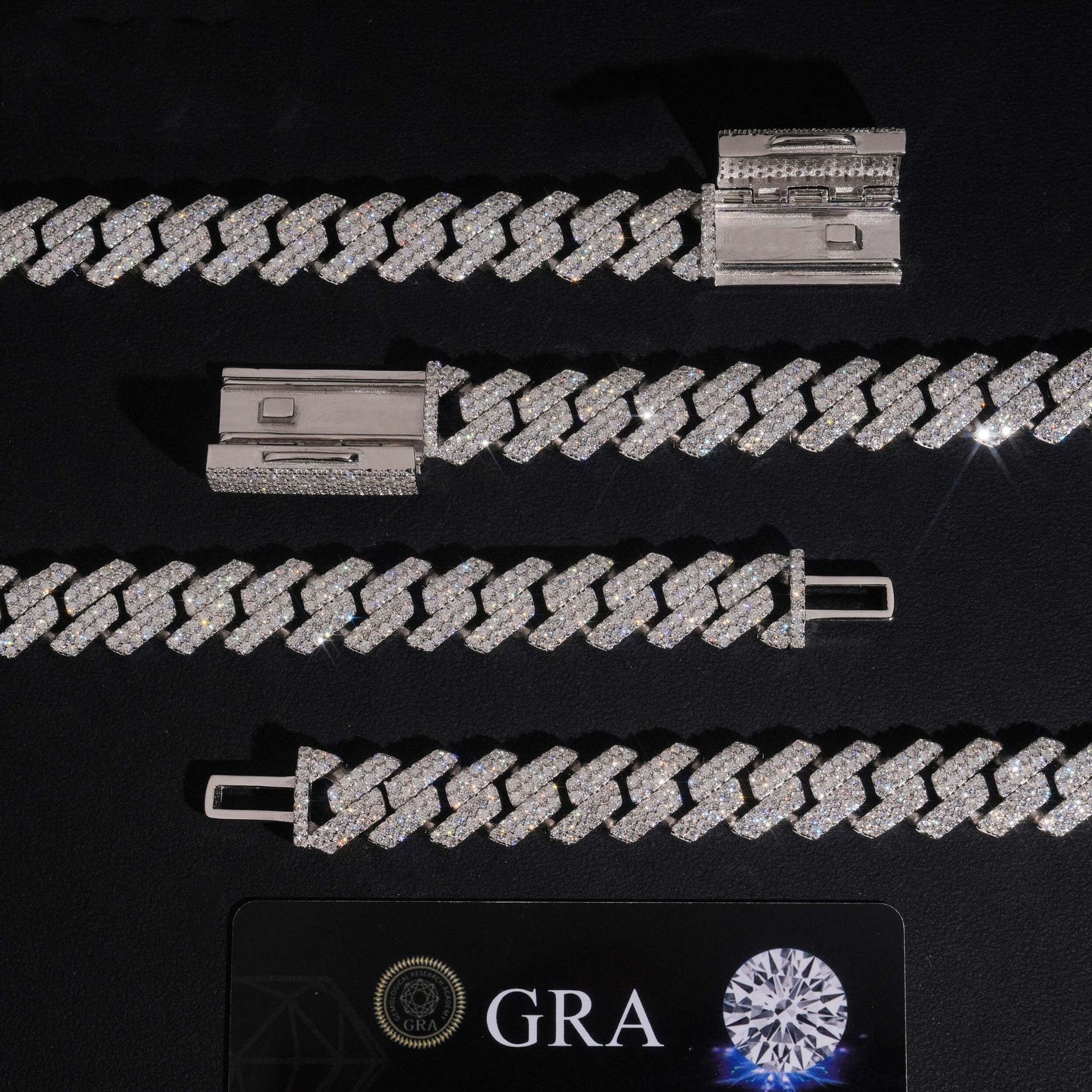 13mm diamond-shaped two-row stone hip-hop Cuban necklace 925 silver inlaid with VVS moissanite personalized Cuban chain