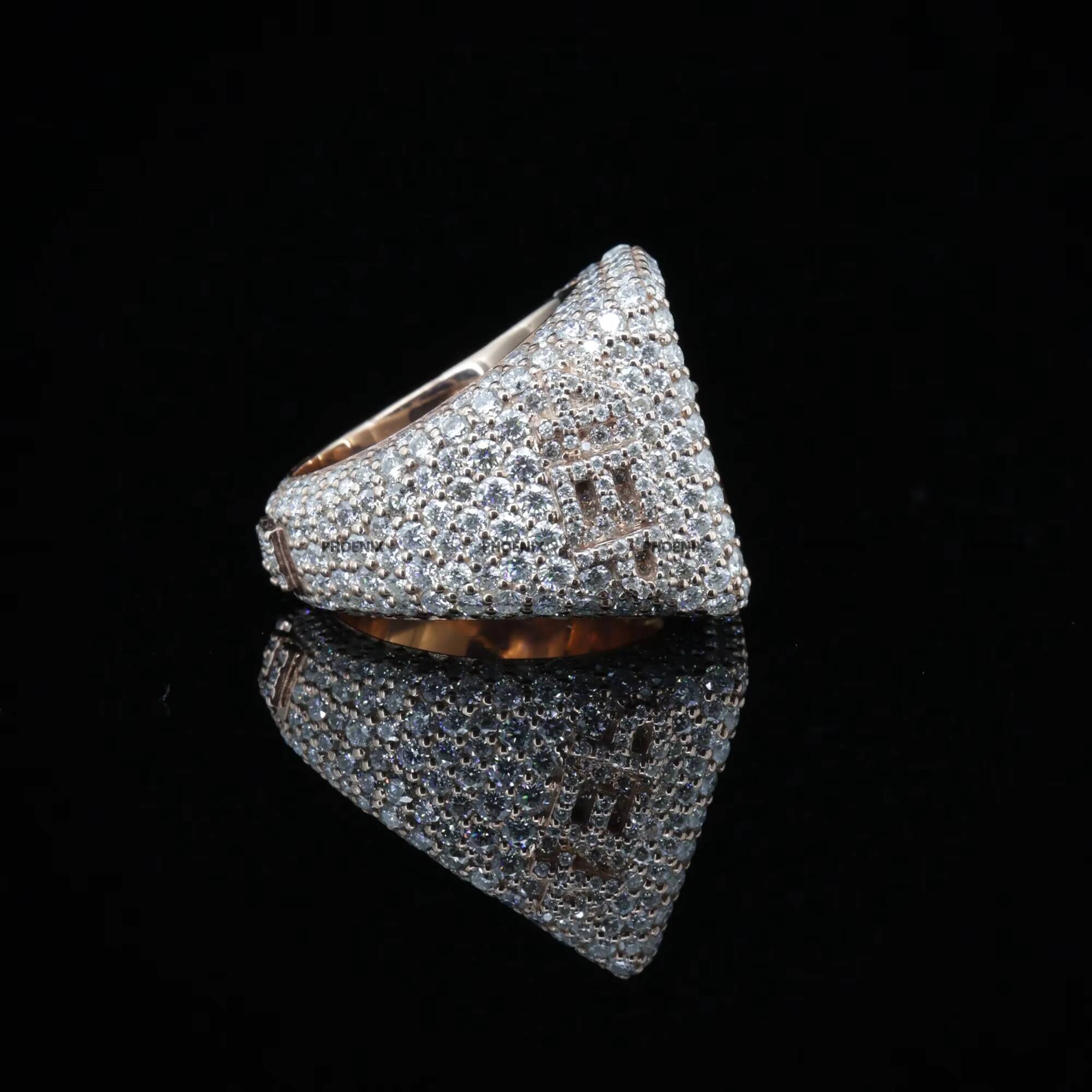 Customize Photo Iced Out Round Brilliant Cut VVS Bling Moissanite Rapper Hip Hop Custom HandMade Statement Ring Jewelry for Gift
