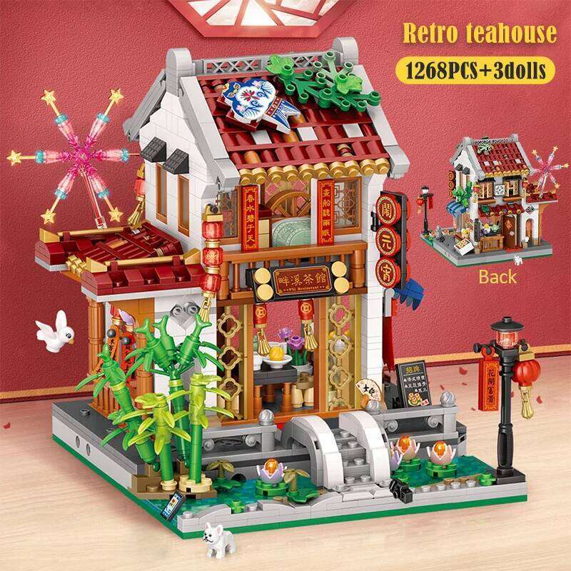 1524PCS City Classical Style Mini Four Corners Pavilion Building Blocks Home Ornaments Friends Bricks Toy For Children Gifts Z260305