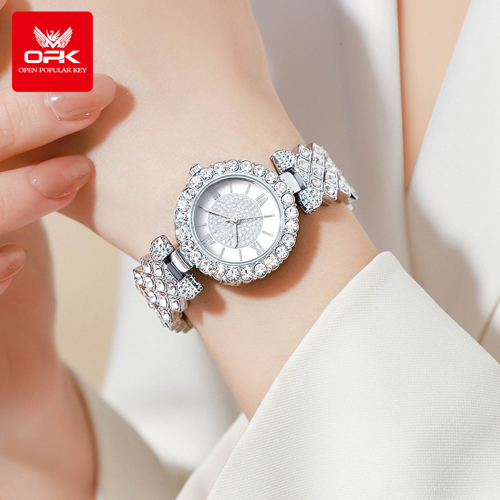 New OPK brand watches popular in Europe and America, women's watches with full diamond bracelets, quartz luxury watches for women