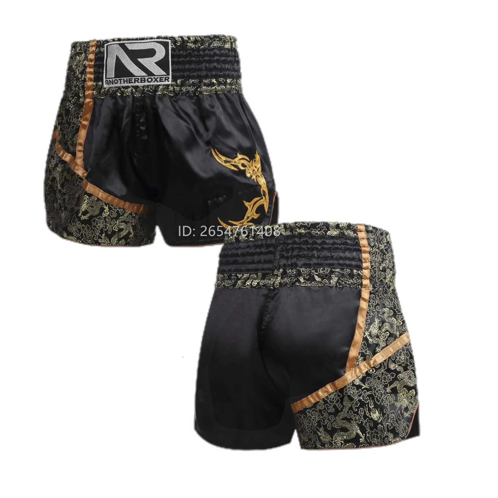 ANOTHERBOXER Muay Thai Shorts Embroidered Traditional Boxing Pants Sportswear for Men Women Breathable Training Kids Shorts X260306