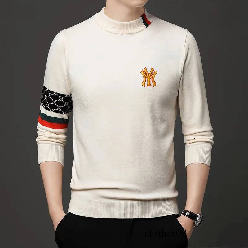 High end luxury designer brand embroidery sweater round neck knitted pullover autumn and winter fashion men's clothing