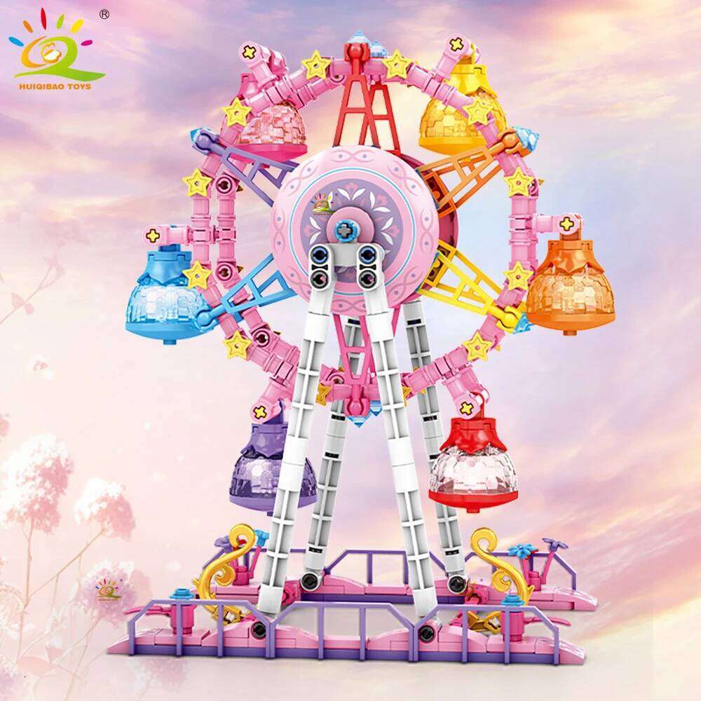 HUIQIBAO MOC Cute Ferris wheel Building Block Model Brick DIY Construction Toy for Children Desk Decor. Z260306
