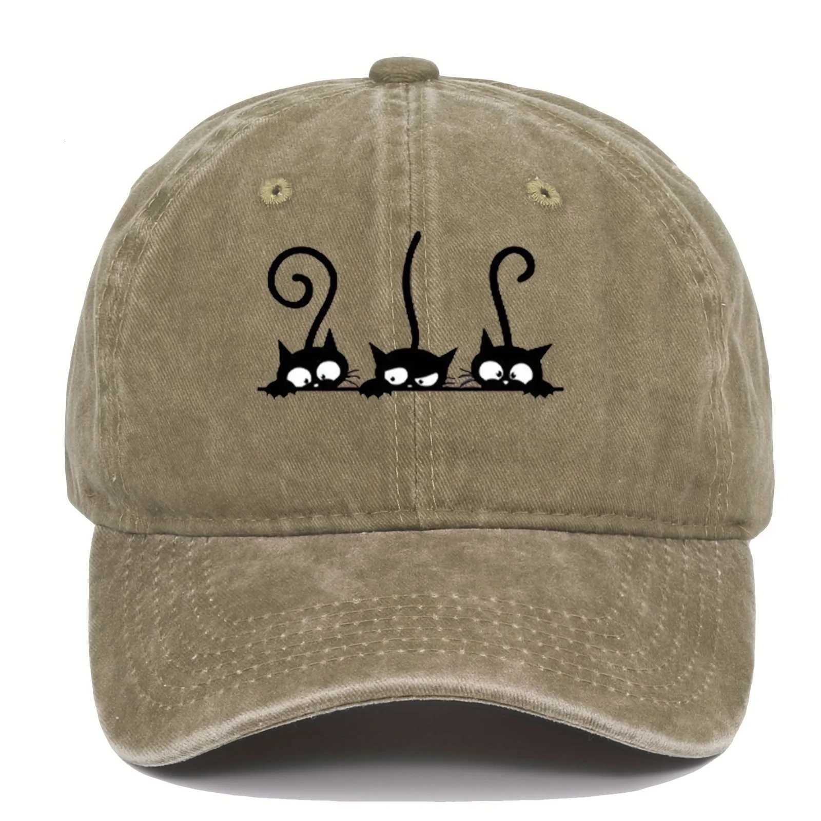 Three Cute Cat Printed Baseball Hats for Men and Women Outdoor Leisure Sunshade Duck Tongue Hats S260306