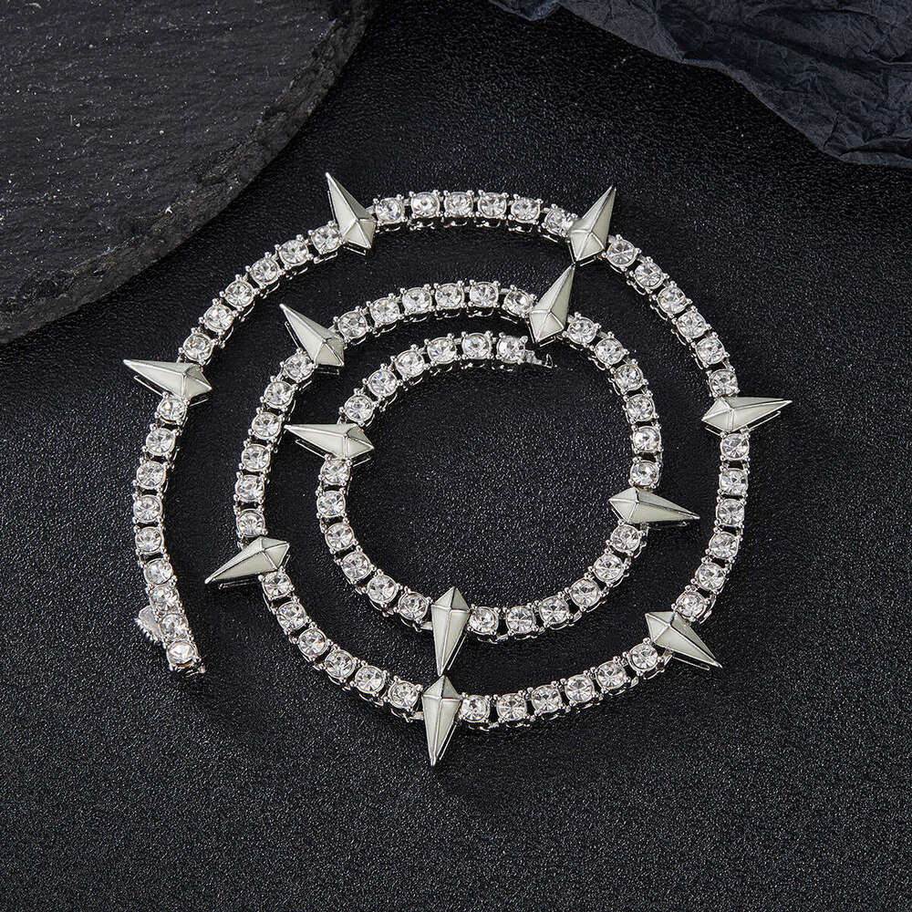 Hip Hop Rap Fluorescent Black Panther Necklace High Quality Versatile Trendy Men Alloy Inlaid Diamond Tennis Cuban Chain Wholesale