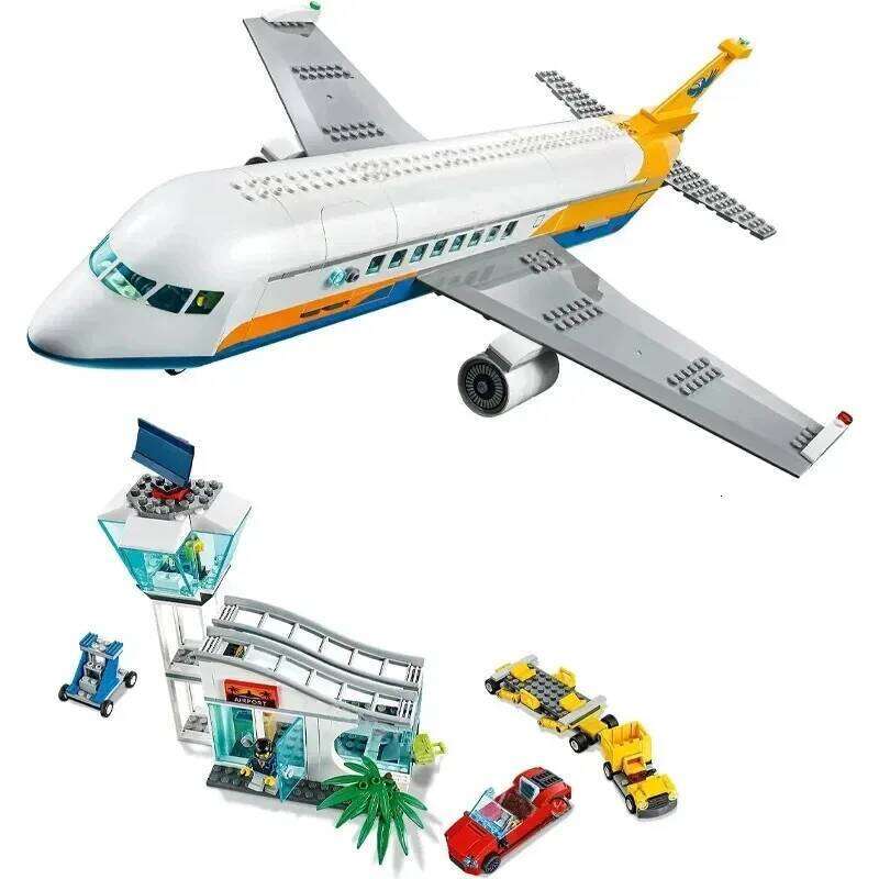 City Airport Aircraft Model Bricks Plane Building Blocks Educational Toys for Children Gift Z260306