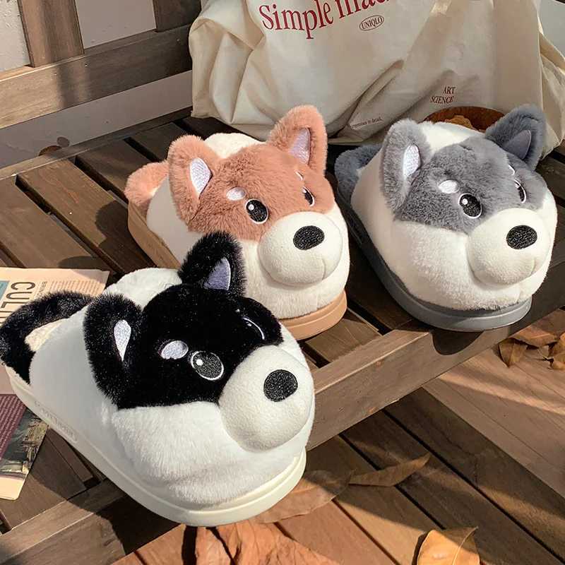 Cotton slippers womens winter bag with new cute fur and plush thick sole anti slip warm cotton shoes mens winter S260305