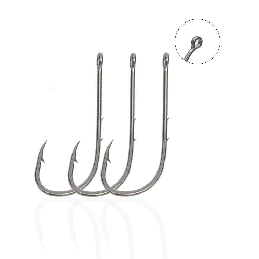 20pcs/50pcs Long Shank Fishing Hooks 16#~7/0# High Carbon Steel Sharp Barbed Offset Narrow Bait Fishhook Double backstab Y260305
