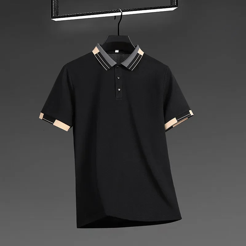 Mens Business Casual Short Sleeved Shirt Solid Color Polo Shirt Fashionable Breathable Comfortable Versatile Top 260304