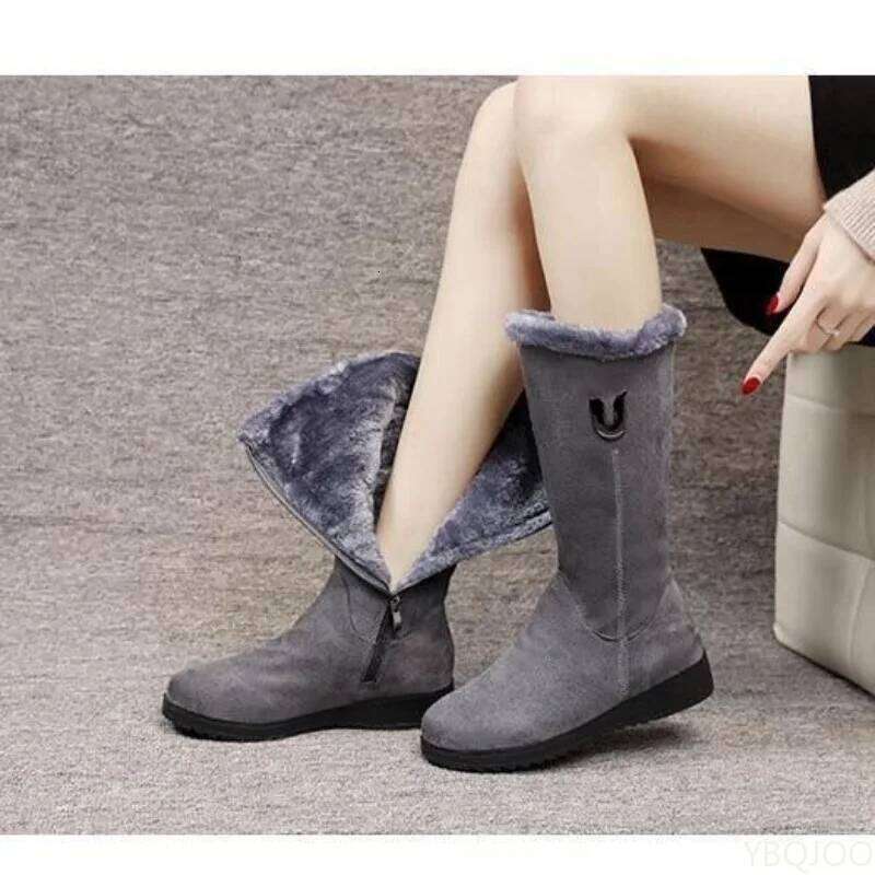 Winter versatile snow thick fashionable women's anti slip warm leisure comfortable side zipper cotton boots