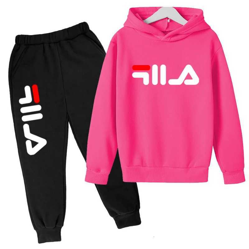 Kids Tracksuits 2Pcs, Brand Print Hoodie & Pants Set, Boys & Girls All-Match Casual Outfits for 3-13Y Fall WinterT260306