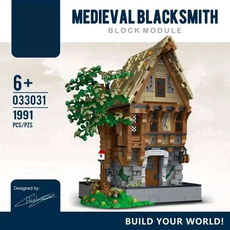 Medieval Blacksmith Shop Magic House Tavern Building Blocks MOC City Street View Bricks Set Adult Desktop Ornaments Kid Toy Gift Z260305