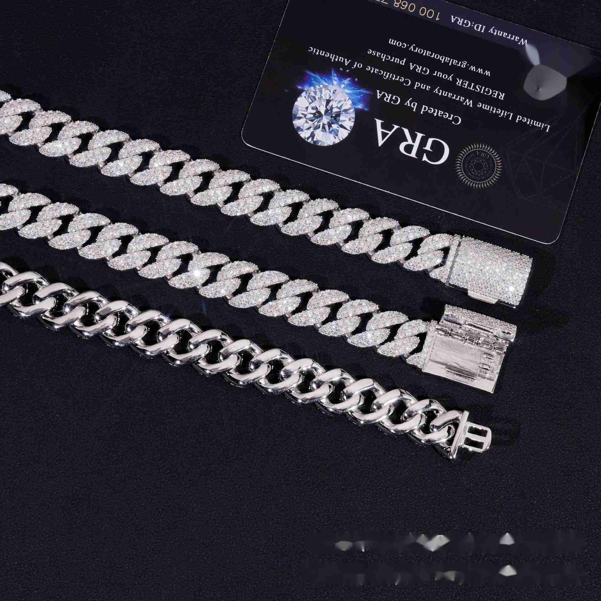 12mm Flip-Cover Crescent Cuban Necklace 925 Silver Inlaid with VVS Moissanite Hip-hop Jewelry for Men and Women