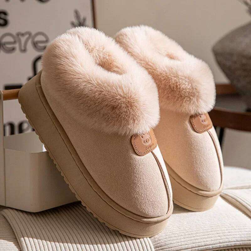 Cotton Women 2025 New Winter Snow Boots Home Indoor Warmth Plush Thick Sole Couple Slippers for Men