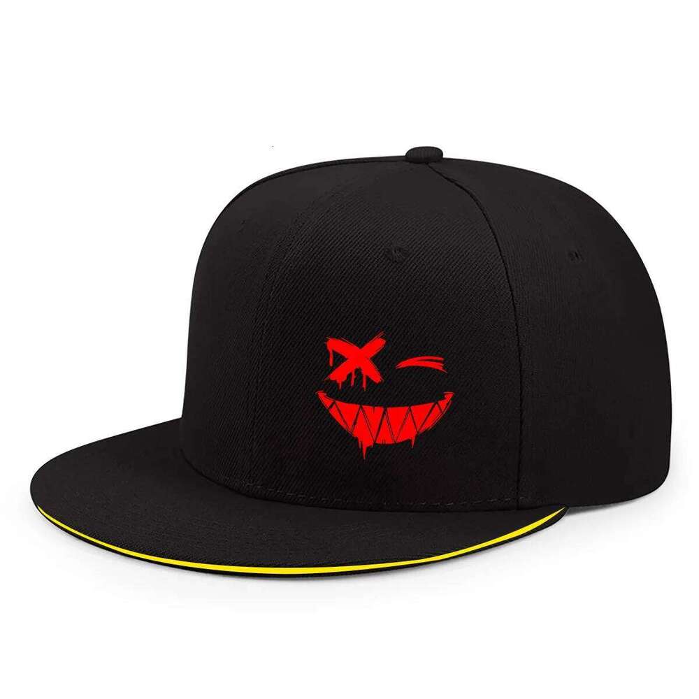 Red XX Smiling Face Print Baseball Caps Men And Women Hip-hop Outdoor Adjustable Casual Sunscreen Sun Hat Streetwear Y260304