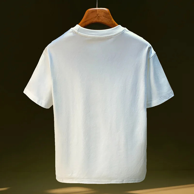 Short sleeved T-shirt for men summer style simple to wear loose top casual street five quarter sleeve trendy clothes 260304