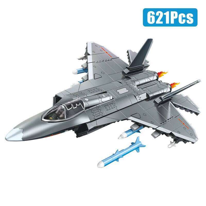 Technical 621Pcs J35 Shipborne Aircraft Model Building Blocks Military Airplane With Pilot MOC Bricks Toys Children Adult Gifts Z260306