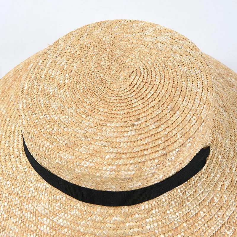 USPOP French style vintage shallow crown straw hat straw sun hats long ribbon natural wheat straw beach hat 260228
