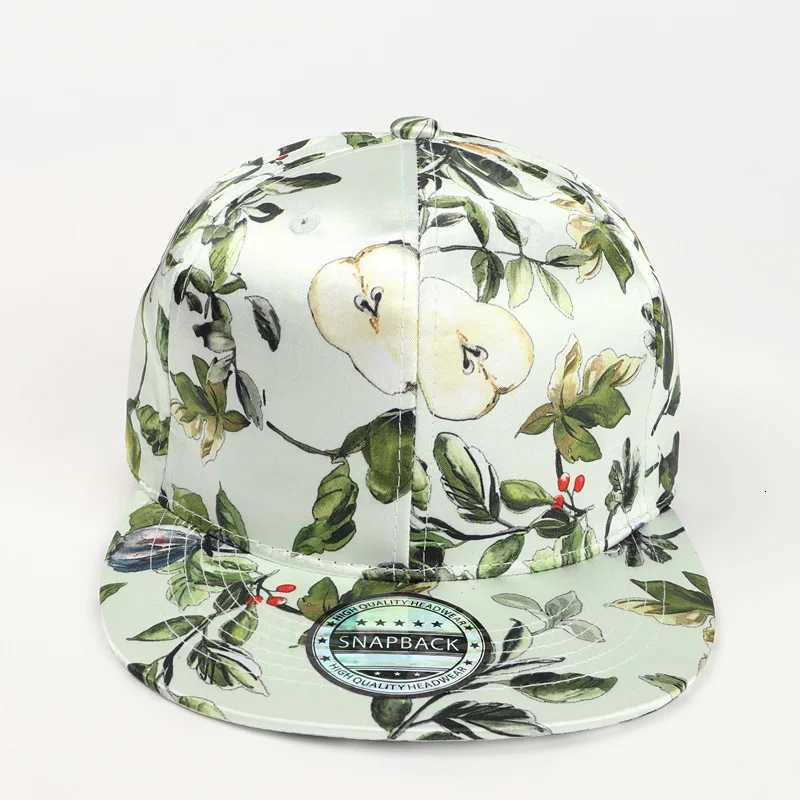 VACIGODEN Womens Floral Hip-Hop Hat Fashion Flat Brim Gorras Girls Street Snapback Pineapple Flowers Print Outdoor Baseball Cap S260306