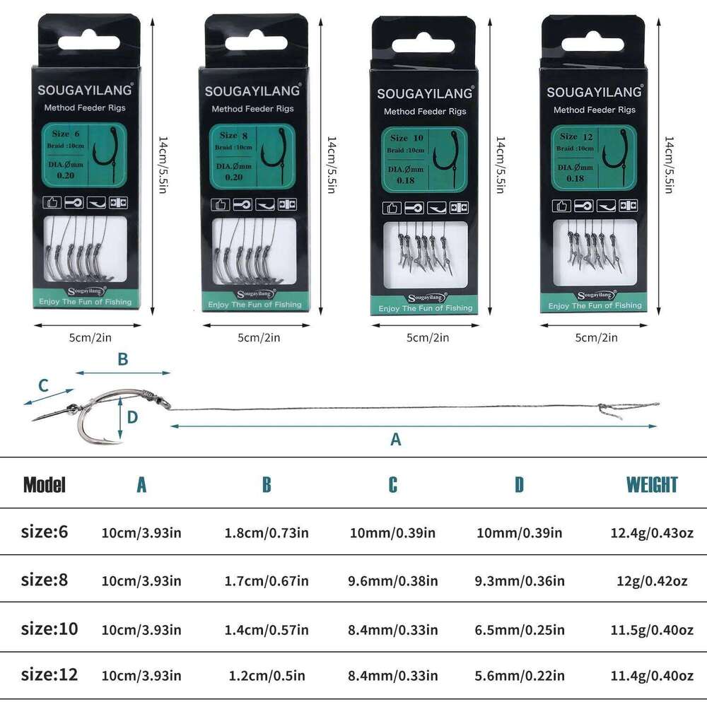 Sougayilang European Hook Set 6 Sharp with Multiple Layers of Grinding Reinforcement on the tip for Carp Fishing S260305