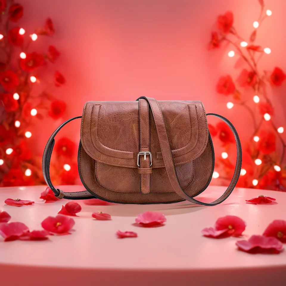 Womens Retro Saddle Bag Shoulder Crossbody European and American Versatile Half Round 260227