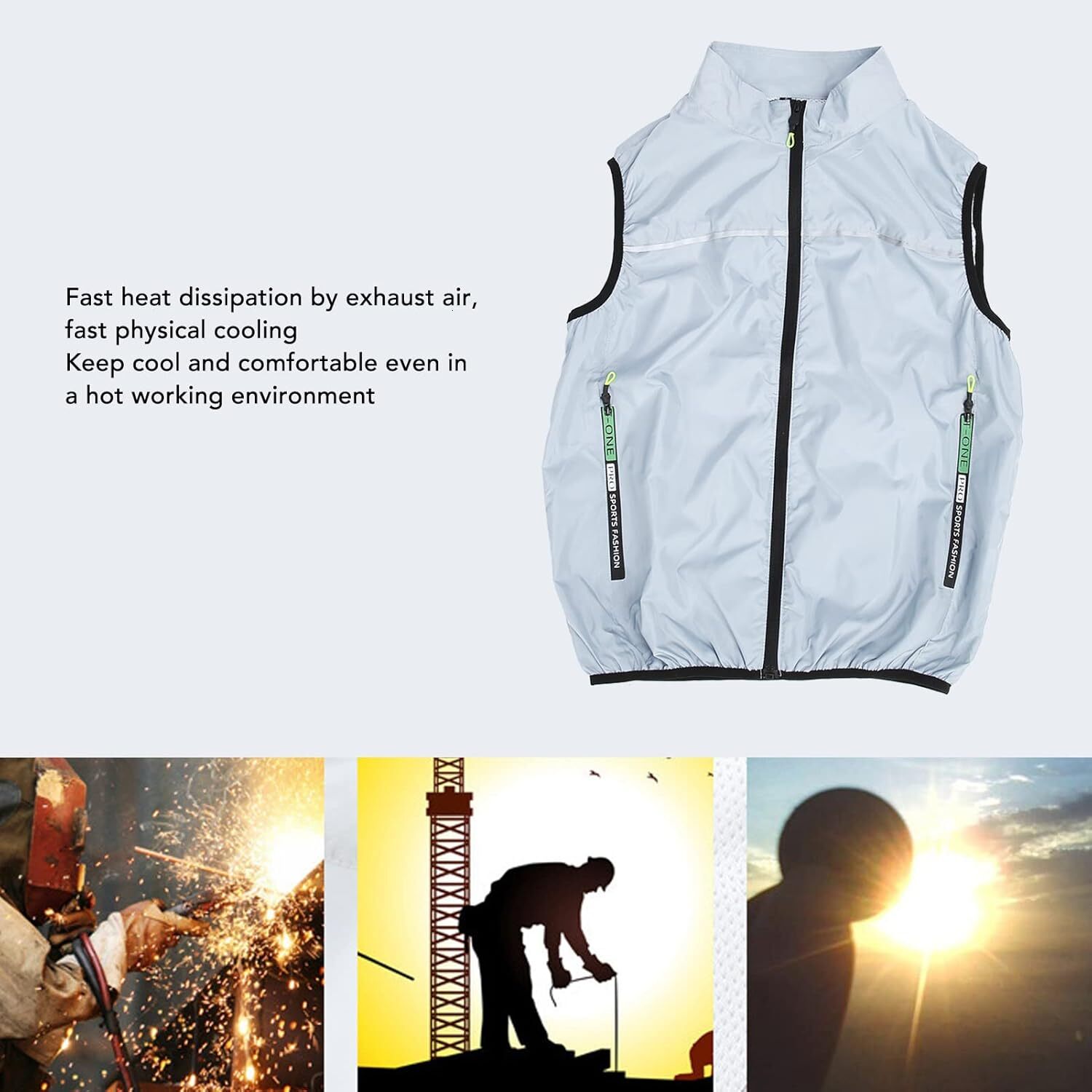 Body Vest Polyester Cooling Jacket 3 Speed Mode Air Conditioned Clothes with 2 Fans for Hot Weather Work