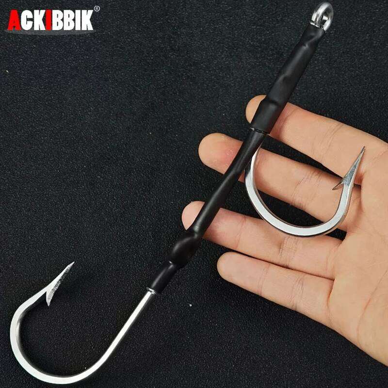 1pc Big Game Saltwater 6/0-10/0 Stainless Steel Double Assist Hook Live Bait Fishing Hooks for Shark Tuna Fishhook S260305