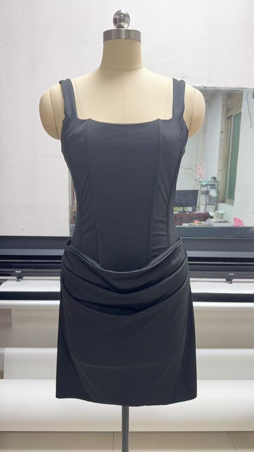 Basic & Casual Dresses Sexy Brown Wide Strap Pleated Hem Dresses Women's Sexy Sleeveless Slim Fit Chic Mini Gown 2026 New Lady Summer Holiday Par