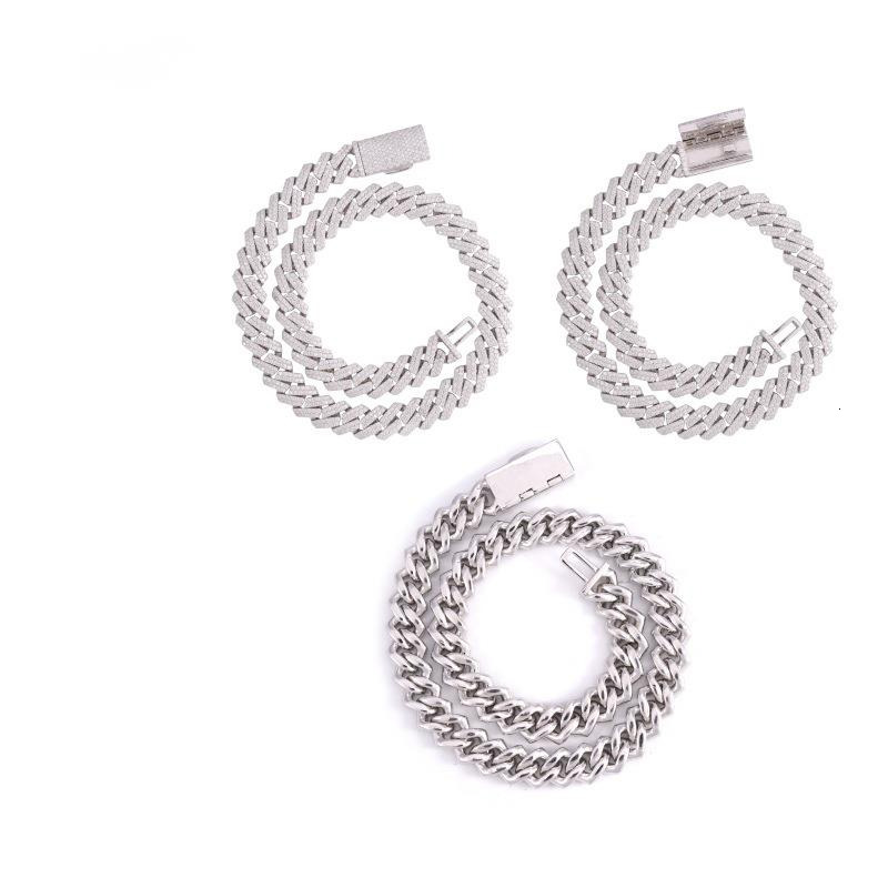 13mm diamond-shaped two-row stone hip-hop Cuban necklace 925 silver inlaid with VVS moissanite personalized Cuban chain