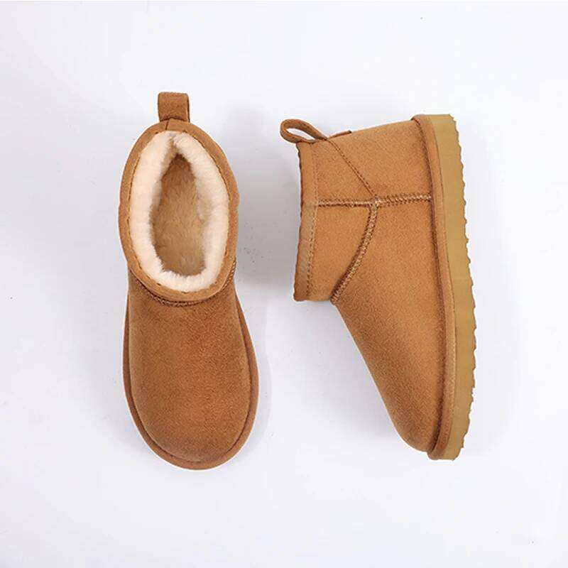 Litfun Women Winter Classic Fur Plush Ankle Snow Boots Brand Outdoor Antiskid Short Boot Warm Fuzzy Home Cotton Shoes