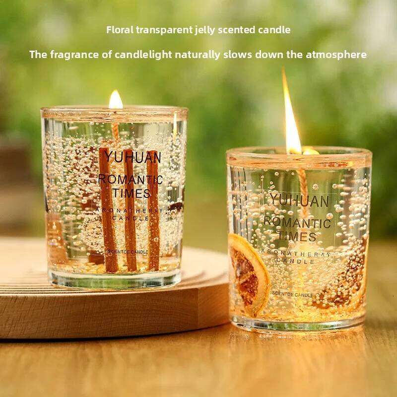 Jelly Wax ScentedCandle in Glass Cup Creative Fragrance Decor for Bedroom,LongLasting AromatherapywithDecorative Scented Candles W260304 W260305