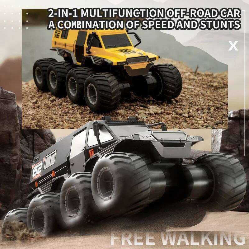 JJRC Amphibious Remote Control Vehicle 8 Wheels Drive 2.4G RC Off Road Cars Water and Land Trucks Stunt Toy for Kid Gift C260305