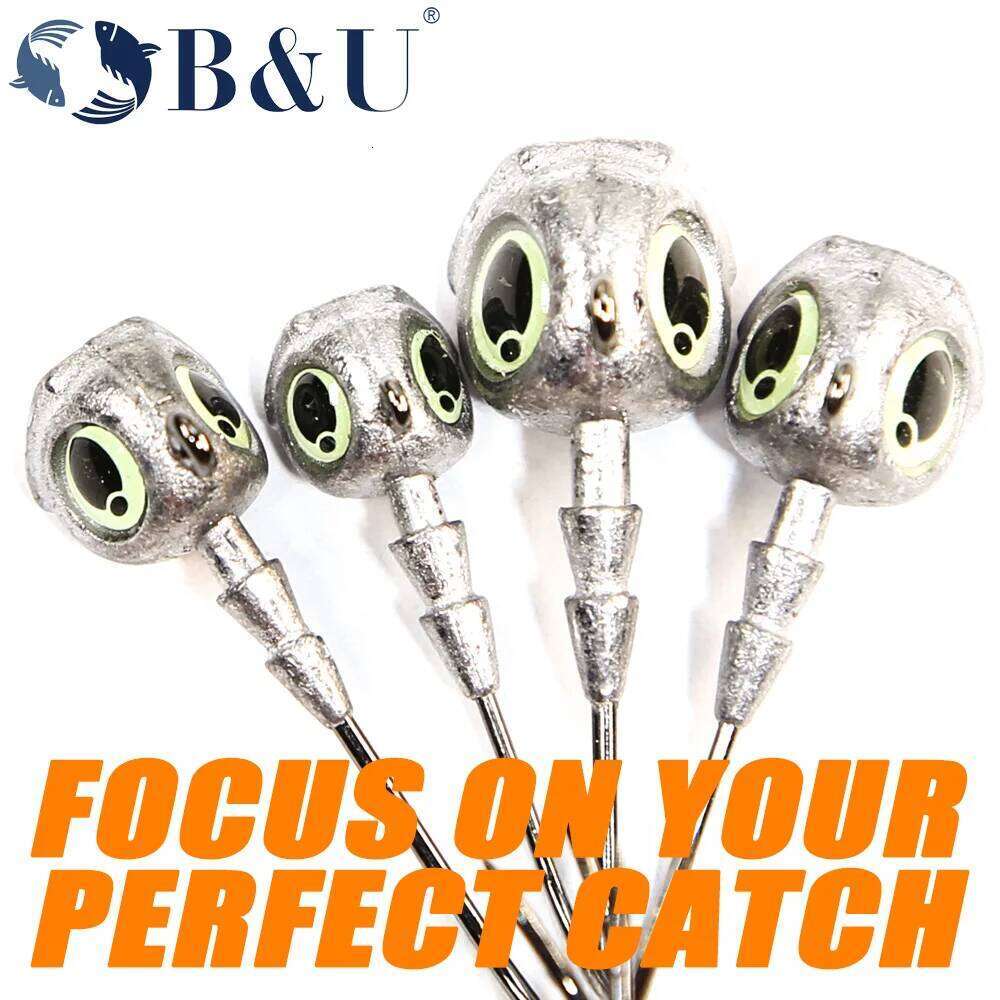 B&U Swimbait Hook Jig Head High Strength Worm Lure Hooks For Seawater Freshwater Fishhook Fishing Tackle Luminous Eyes Y260305
