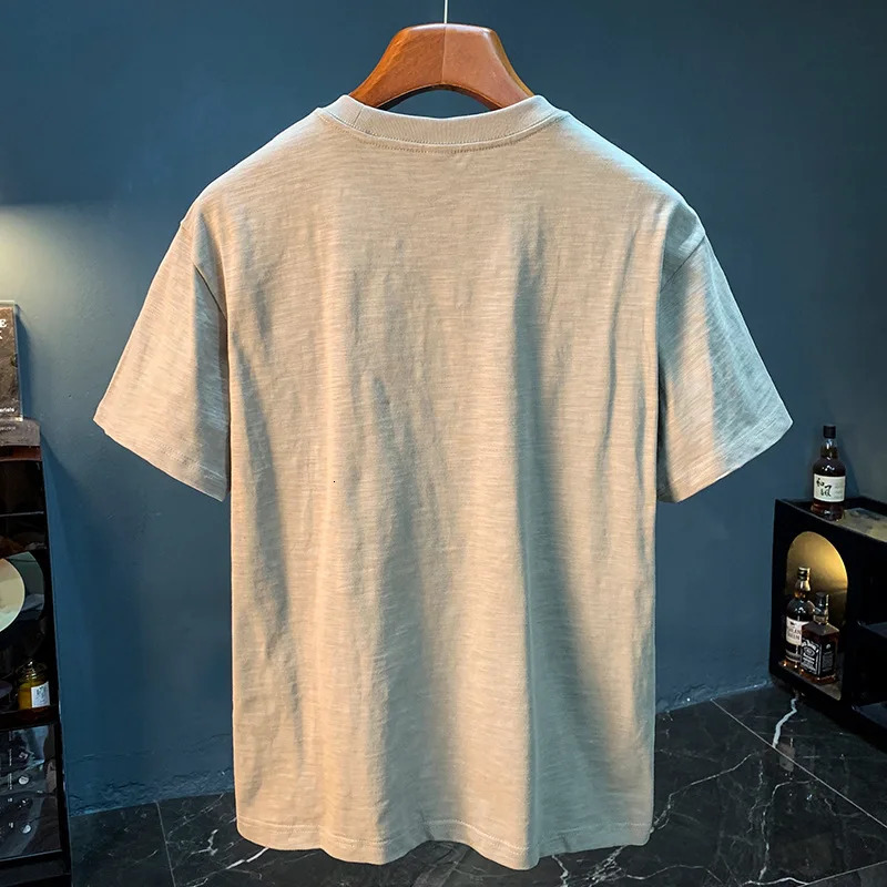 T-shirt mens summer fashion simple round neck breathable loose short sleeved comfortable mens top 260304