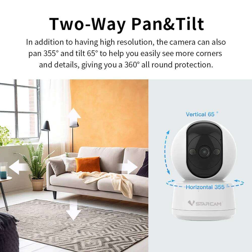 Vstarcam 5MP Smart Video IP 2.4/5GHz Dual-band WiFi AI Humanoid Detection Full Color Night Vision Child Safety Camera 26W0306