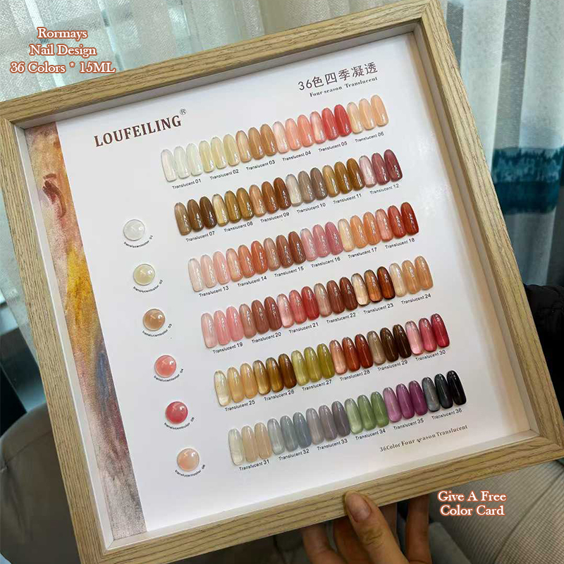 36 Colors Four Season Translucent Gel Nail Polish Set, Jelly Sheer Nude Colorful UV LED Soak Off Gel for Manicure Salon DIY