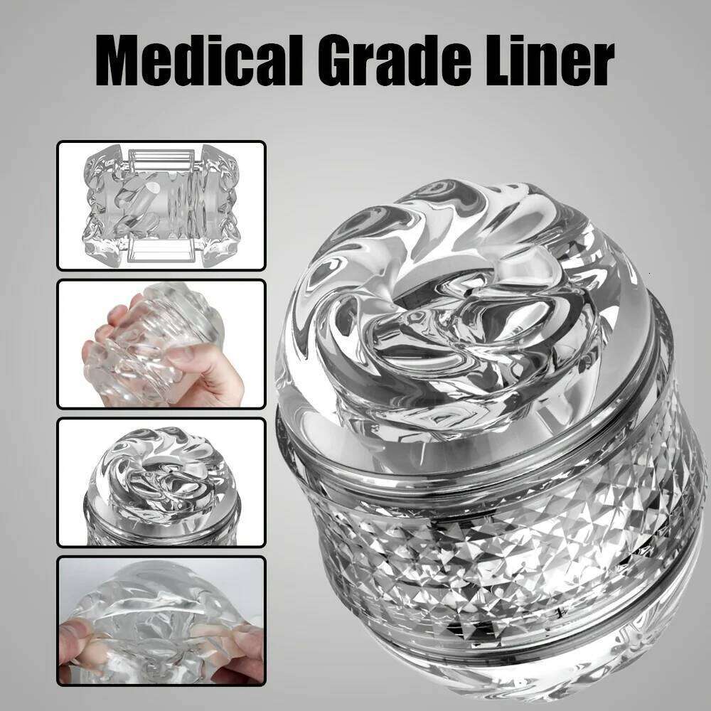 Double headed transparent Masturbation Machines Realistic Vagina Real Pussy Blowjob Erotic Masturbators Cup Sex Toys for Men W260305