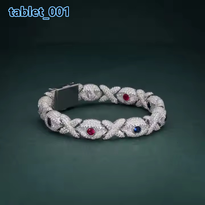 Unisex 925 Silver Bracelet Multicolor Moissanite Stones Full Iced Hip Hop Style Diamond Bracelet Indian Manufacture