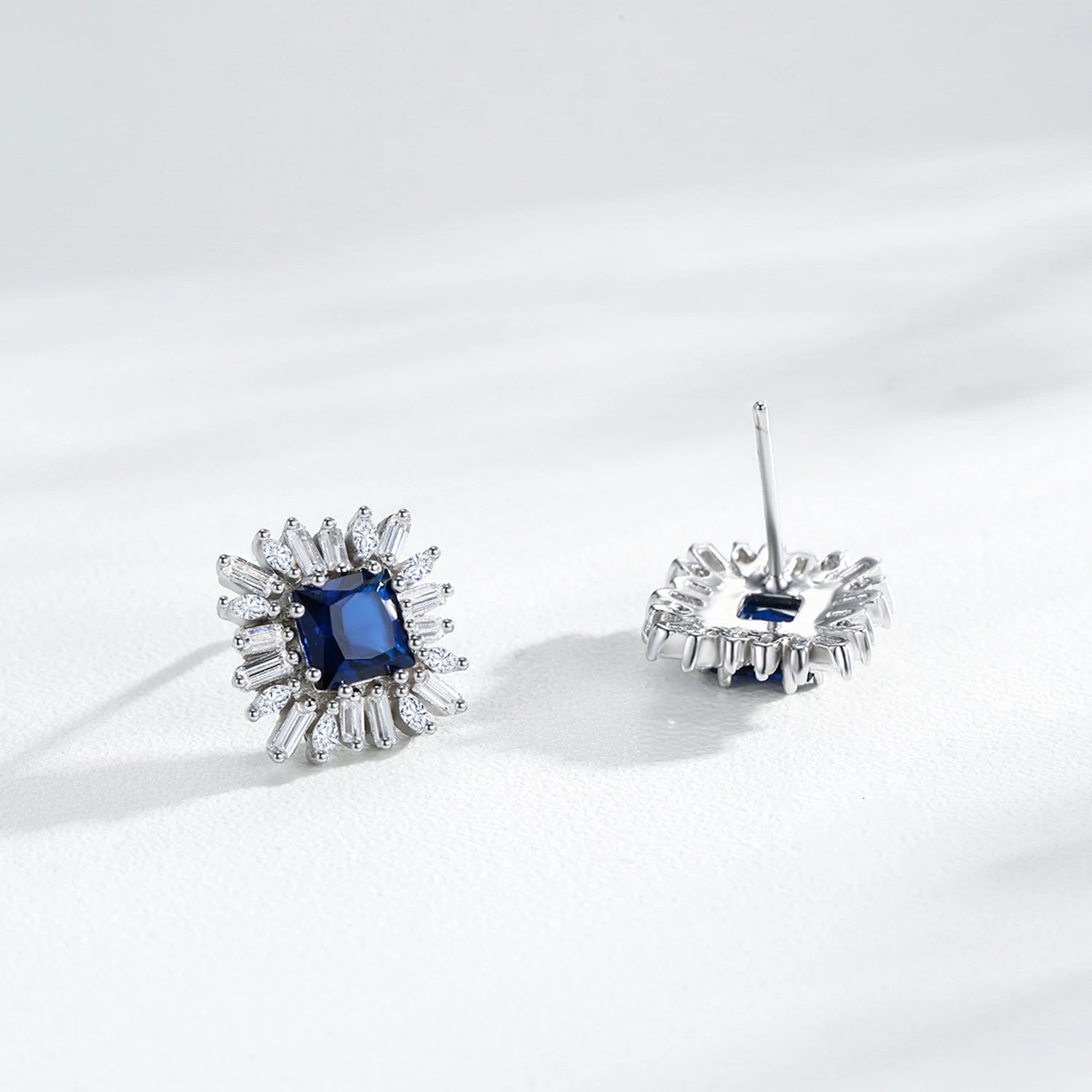 Ailmay Elegant 925 Sterling Silver Retro Blue Square Zircon Earrings Perfect Holiday Or Anniversary Gift For Women 260303
