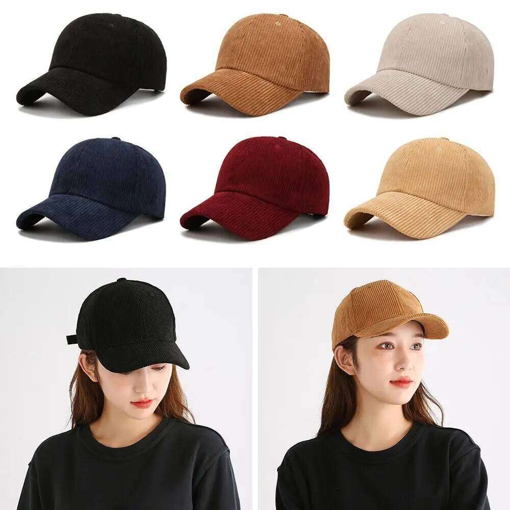 Unisex Corduroy Baseball Adjustable Sun Hat Hip Hop Cap Men Y260304